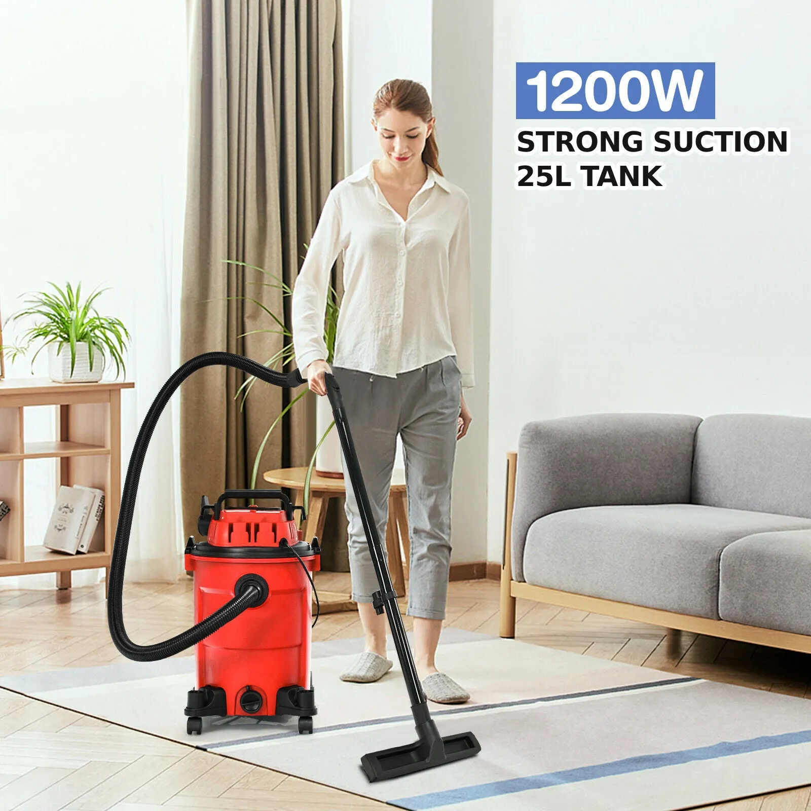 25L Portable Wet / Dry Vacuum Cleaner with Blower Function-Red