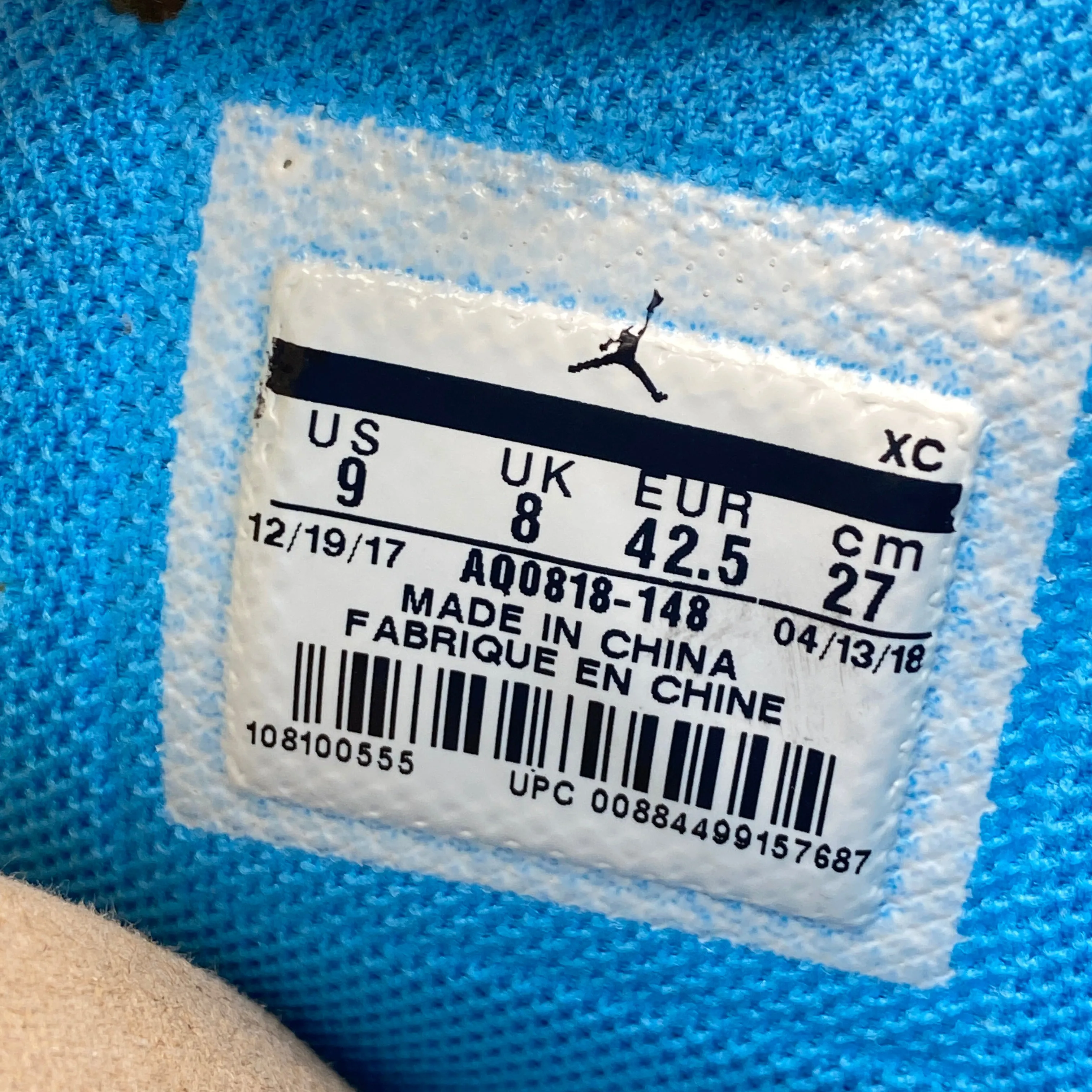 Air Jordan 1 Retro High OG "Off White Unc" 2017 Used Size 9