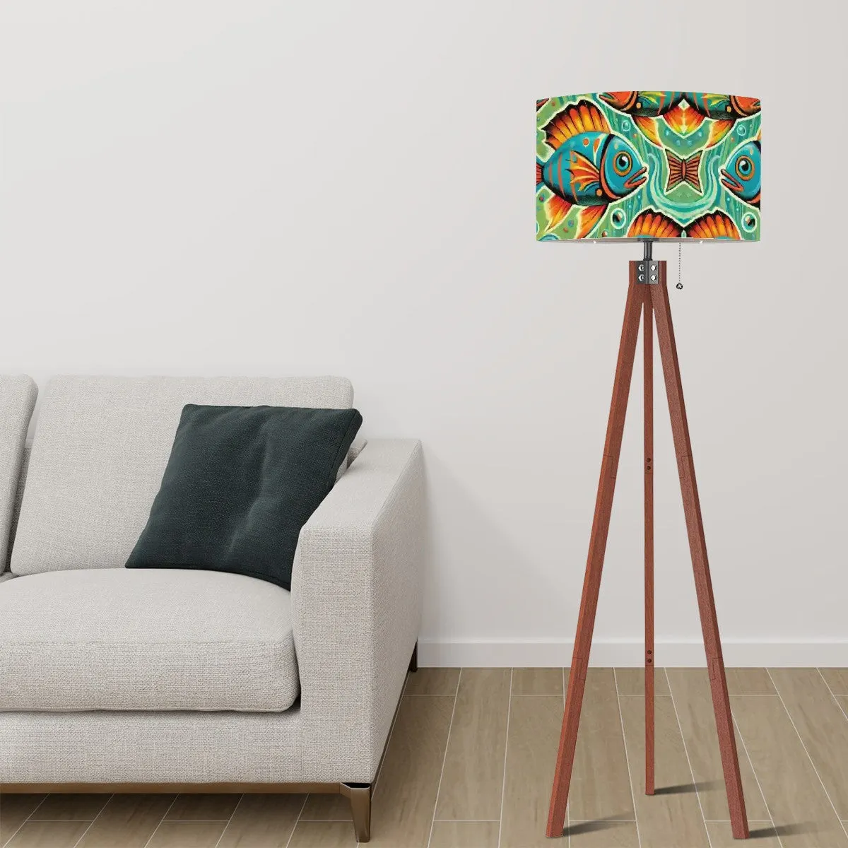 Atomic Fish Decor Tripod Floor Lamp, Mid Century Modern Lighting
