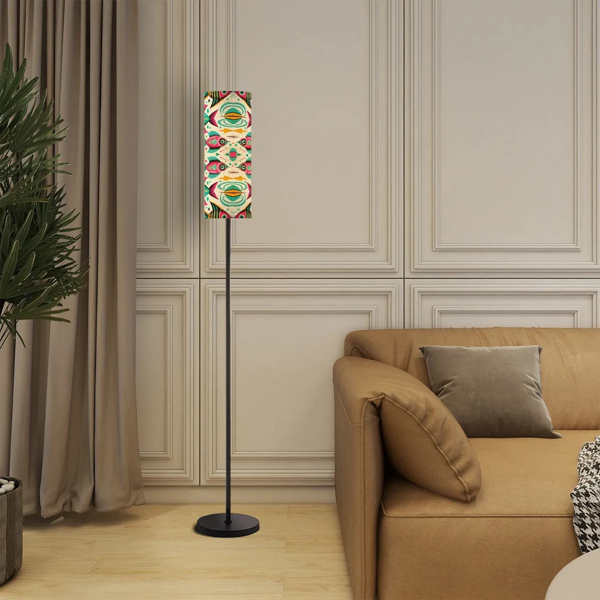 Atomic Fish Mid Century Modern Designed Pink, Teal Kitschy Mod Floor Lamp