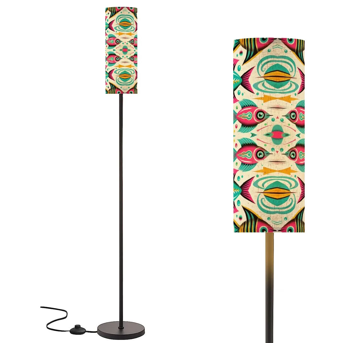 Atomic Fish Mid Century Modern Designed Pink, Teal Kitschy Mod Floor Lamp