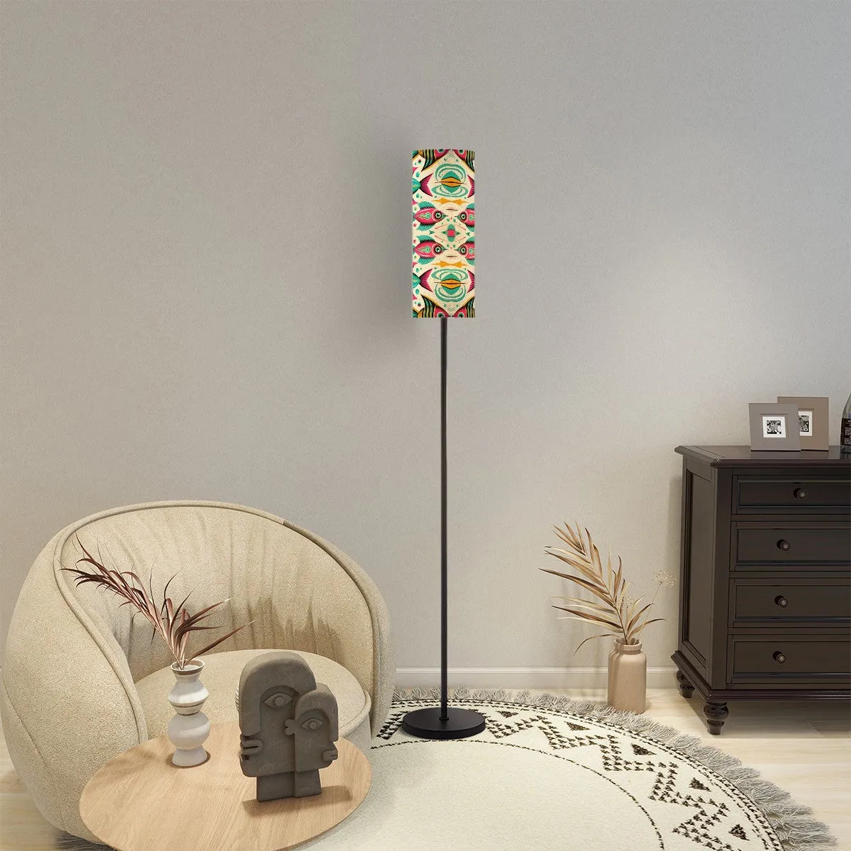 Atomic Fish Mid Century Modern Designed Pink, Teal Kitschy Mod Floor Lamp