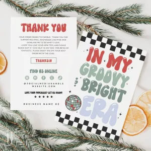 Christmas Era Business Thank You Card Canva Template | Seasonal Retro Checkered Thank You