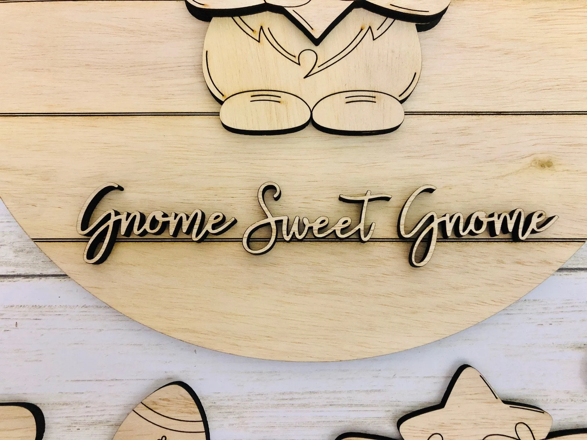 DIY Unfinished Gnome Sign w/ interchangeable inserts