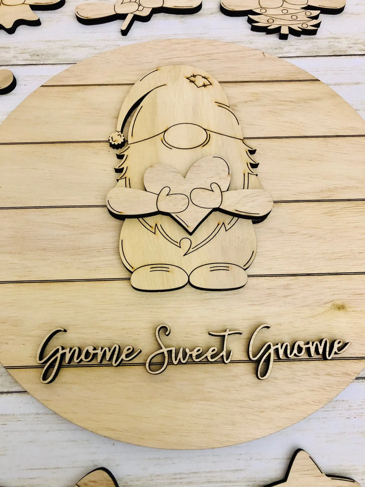 DIY Unfinished Gnome Sign w/ interchangeable inserts