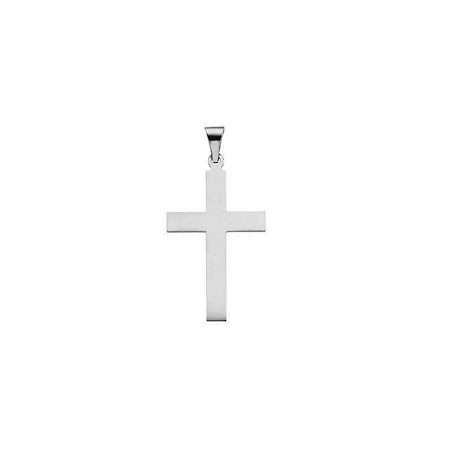 Elegant Christian Cross in Solid 14 Karat White Gold