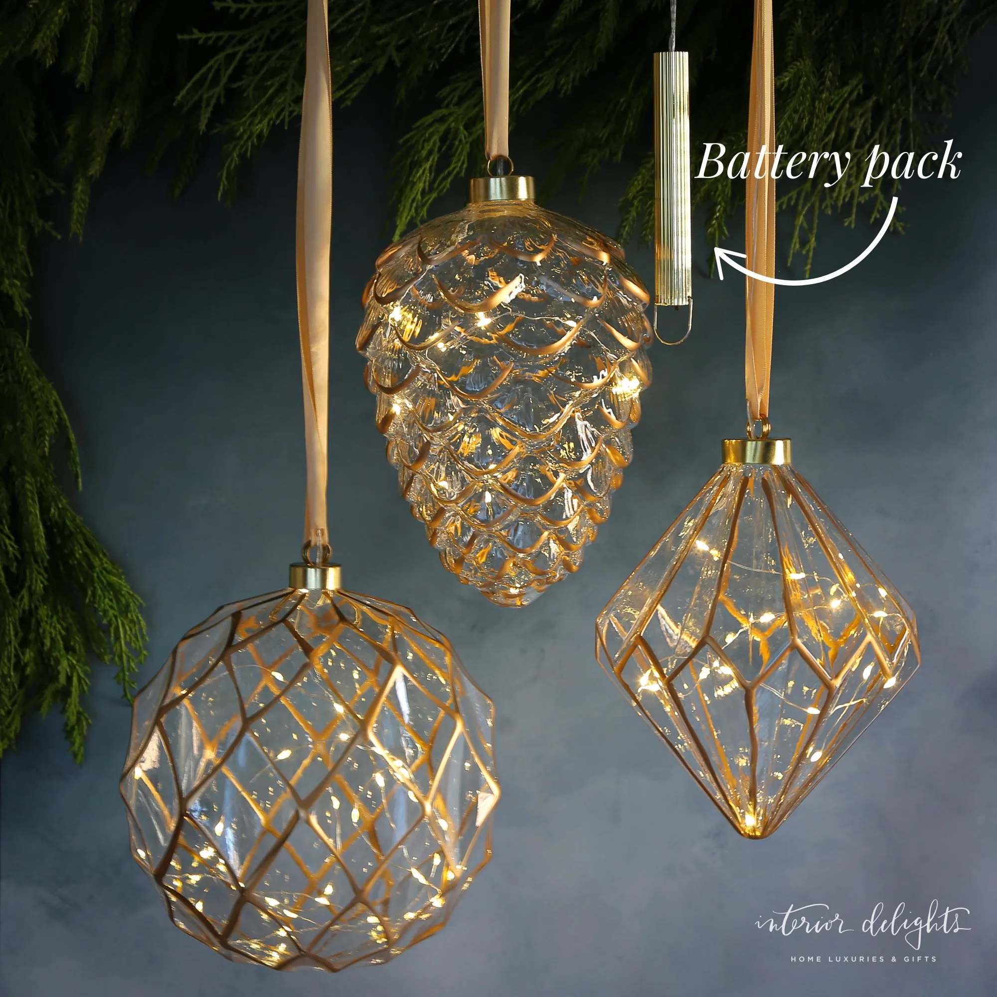 Etched Glass LED Individual Ornaments-Choose Your Style