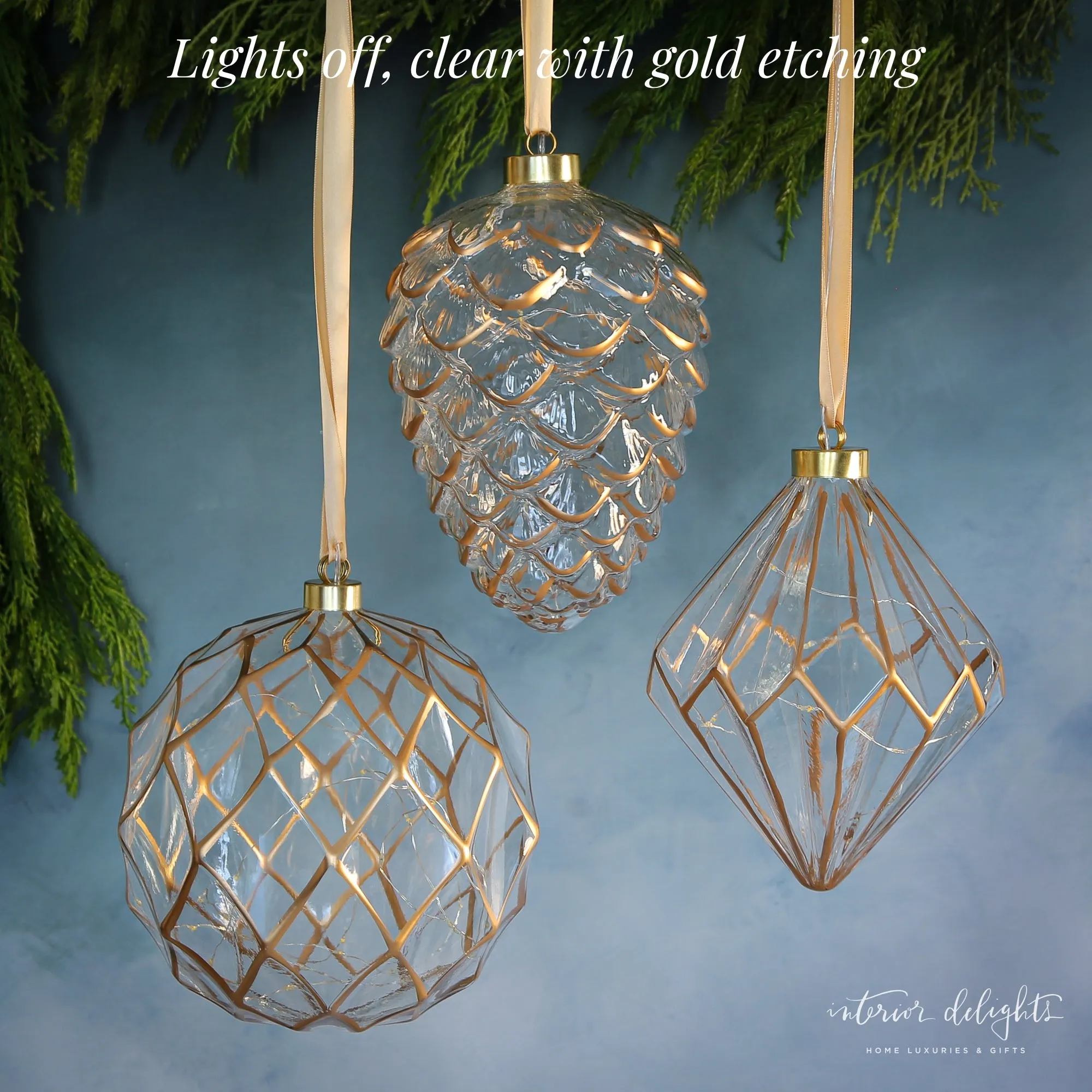 Etched Glass LED Individual Ornaments-Choose Your Style