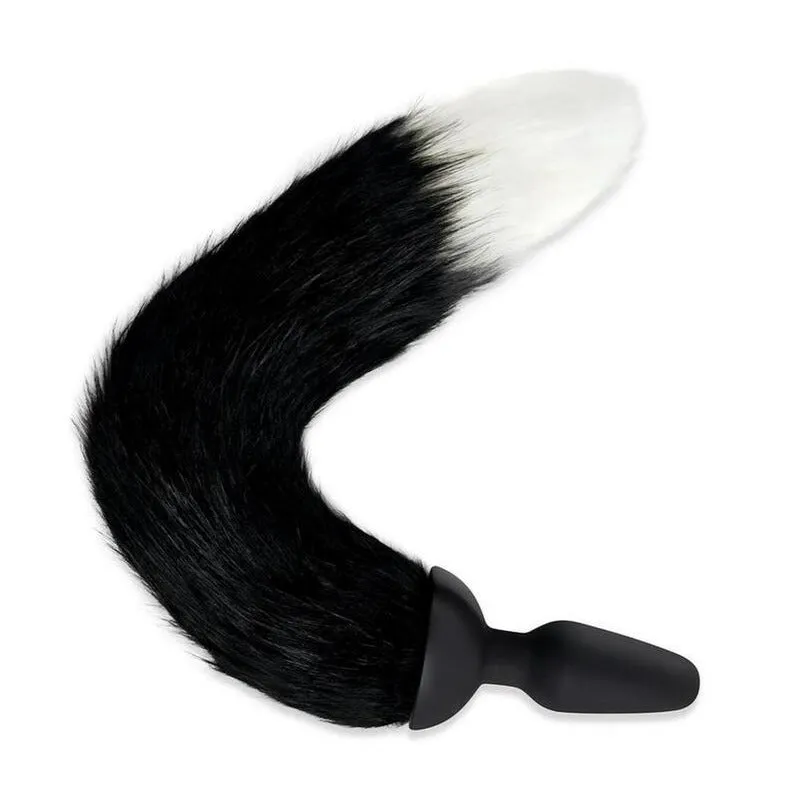 Furry Tales Vibrating Black Foxtail Butt Plug With Remote