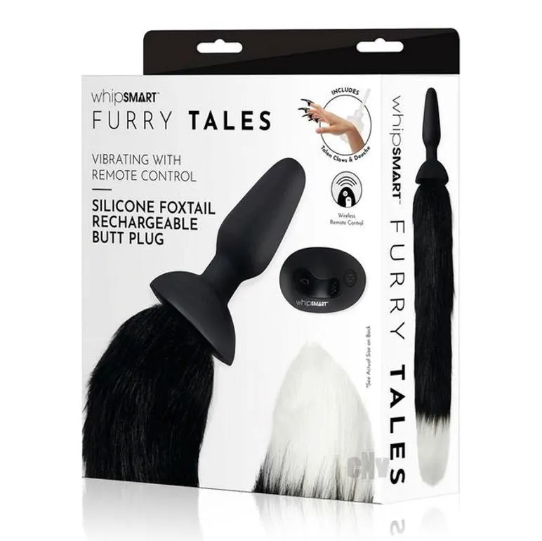 Furry Tales Vibrating Black Foxtail Butt Plug With Remote