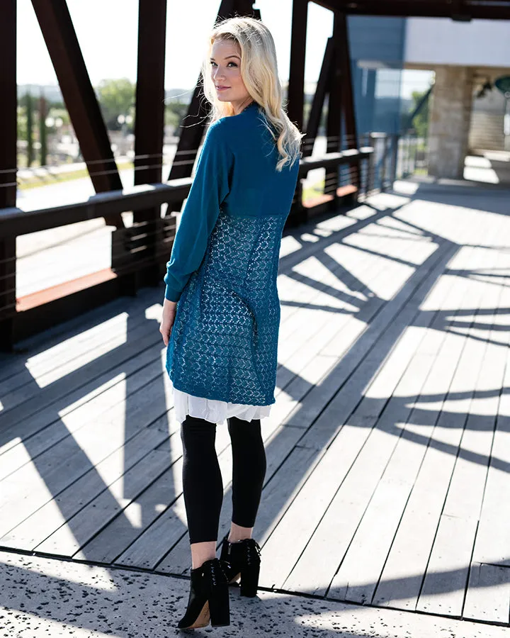 Grace & Lace Open Knit Light Weight Two Fit Knit Cardigan