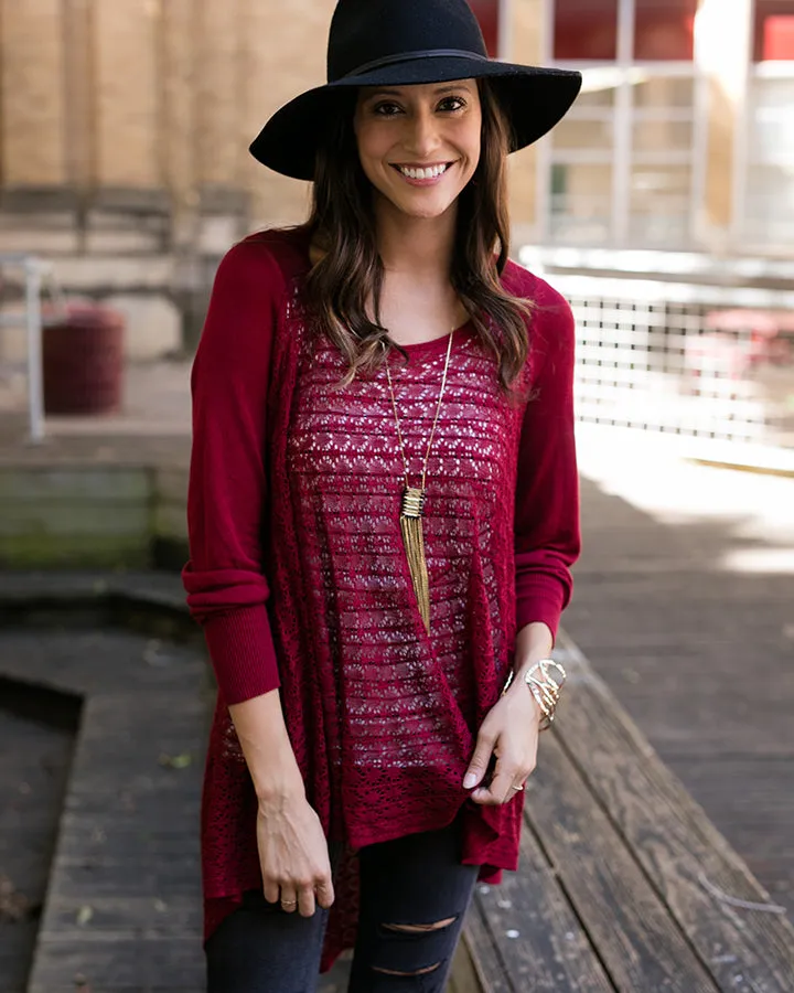 Grace & Lace Open Knit Light Weight Two Fit Knit Cardigan