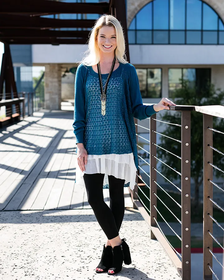 Grace & Lace Open Knit Light Weight Two Fit Knit Cardigan