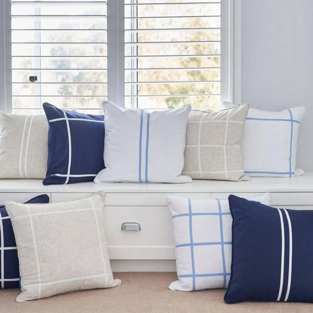 Mirage Haven Rays Twin Stripe Blue And White 50x50cm Cushion Cover