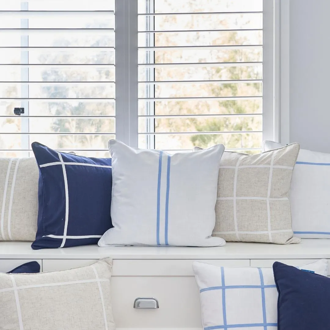 Mirage Haven Rays Twin Stripe Blue And White 50x50cm Cushion Cover