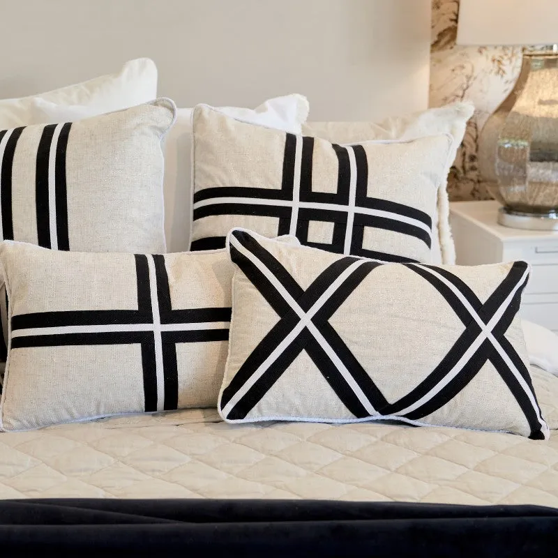 Mirage Haven Roy Crisscross Black and Silver 30x50cm Cushion Cover