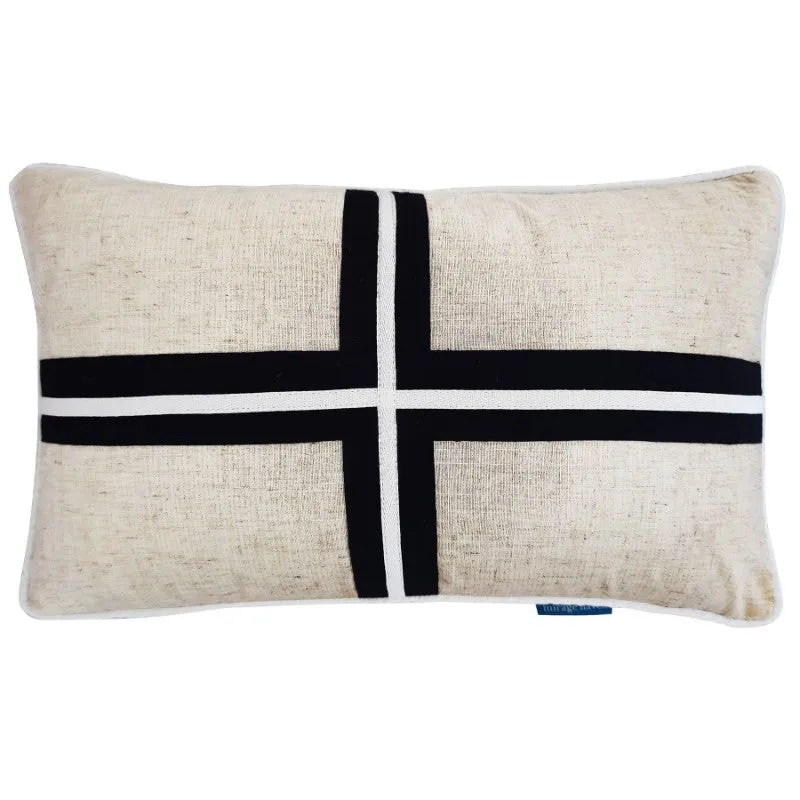 Mirage Haven Roy Crisscross Black and Silver 30x50cm Cushion Cover