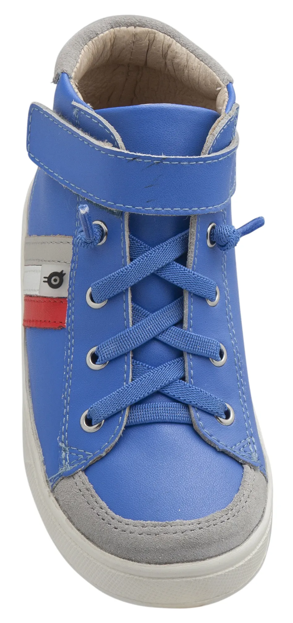 Old Soles Boy's and Girl's  Glambo High Top Leather Sneakers, Neon Blue/Bright Red/Snow/Gris